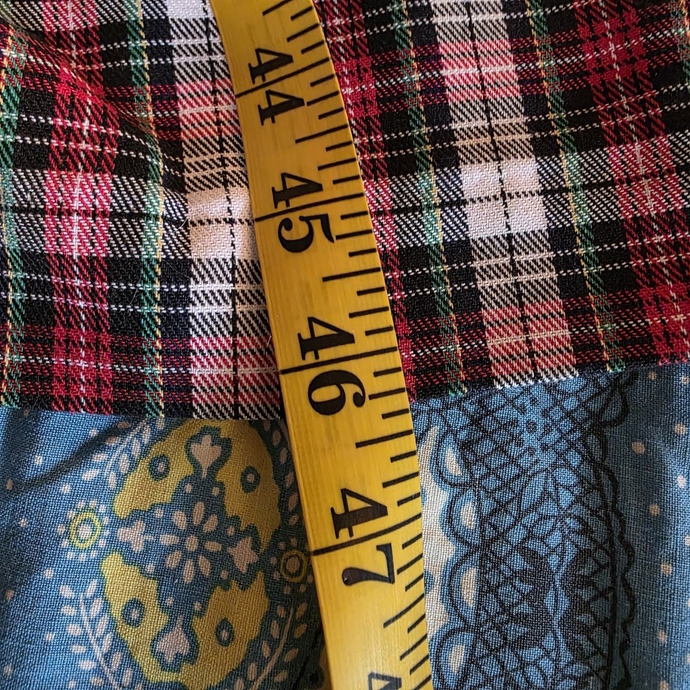 Vtg Kelly's Kids Plaid Jumper Dress Adult Medium Red Tartan 90s Pinafore Cottage - Picture 8 of 8